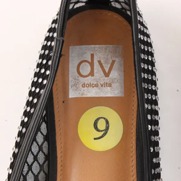 Dolce Vita Women's Black Sheer Rhinestone Ballet Flats Size 9