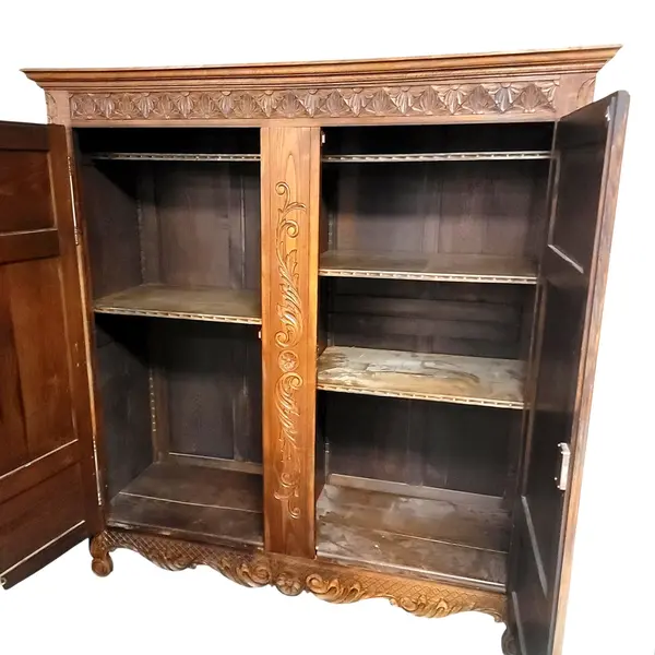 Antique 19th C Belgian Carved Oak Flemish Cabinet - Freight/Local Pickup