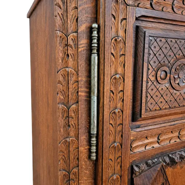 Antique 19th C Belgian Carved Oak Flemish Cabinet - Freight/Local Pickup