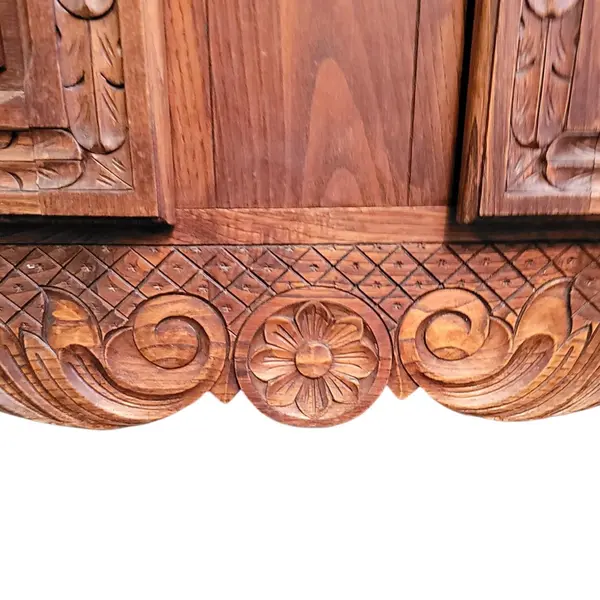 Antique 19th C Belgian Carved Oak Flemish Cabinet - Freight/Local Pickup