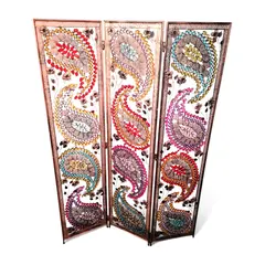 Vintage 3 Panel Folding Screen Room Divider Paisley Floral Decor - Local Pickup