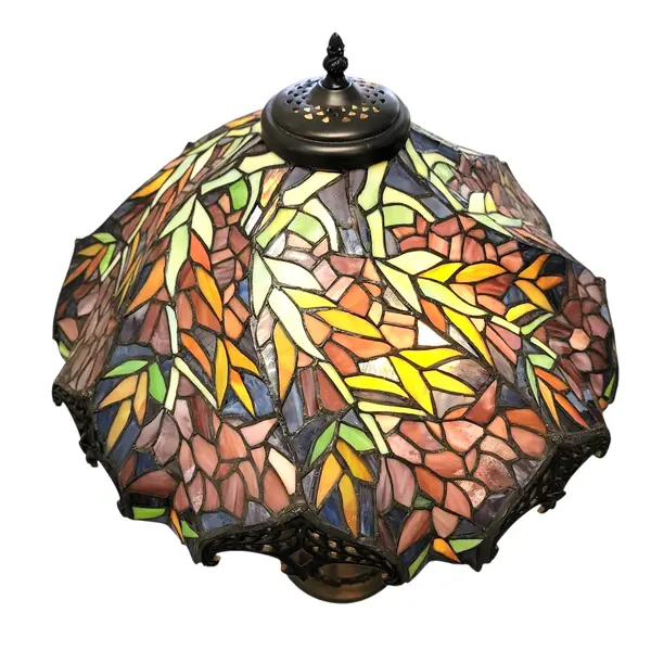 Tiffany Style Stained Glass Table Lamp Floral Ornate Metal Base - Local Pickup