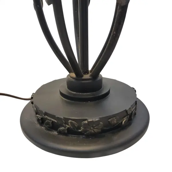 Tiffany Style Stained Glass Table Lamp Floral Ornate Metal Base - Local Pickup