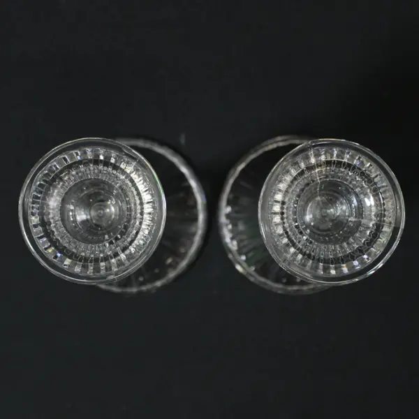 Pair Clear Ribbed Glass Taper Candle Holders 5.5in Cracked/Damaged