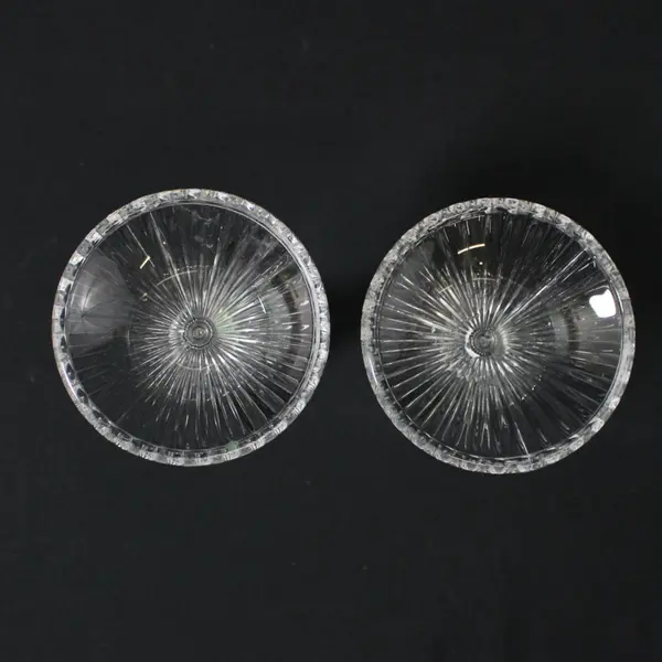 Pair Clear Ribbed Glass Taper Candle Holders 5.5in Cracked/Damaged