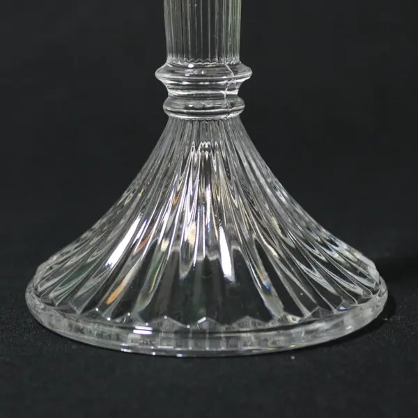 Pair Clear Ribbed Glass Taper Candle Holders 5.5in Cracked/Damaged