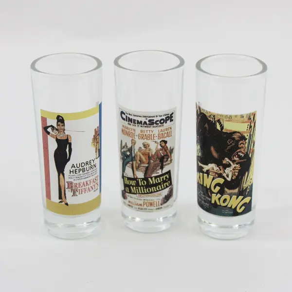 Set of 3 Movie Themed Shot Glasses 4 Inch Tall