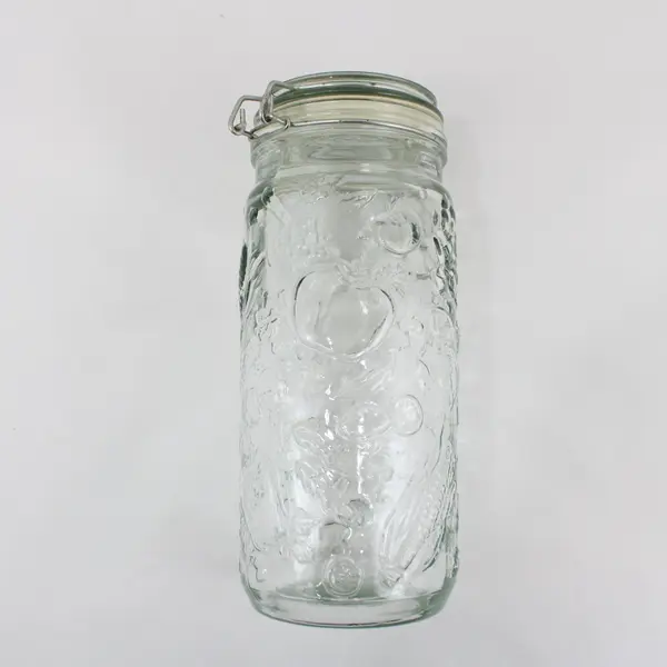 Himark Embossed Fruit Glass Spaghetti Jar Hinged Bail Lid