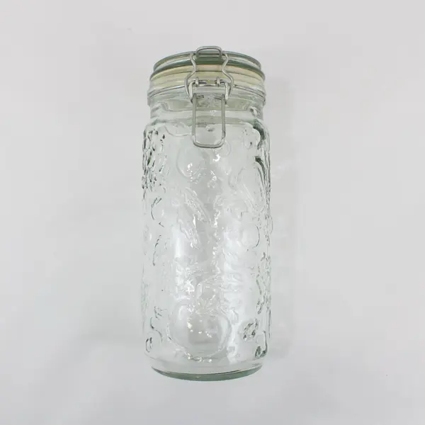 Himark Embossed Fruit Glass Spaghetti Jar Hinged Bail Lid