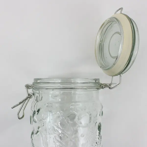 Himark Embossed Fruit Glass Spaghetti Jar Hinged Bail Lid