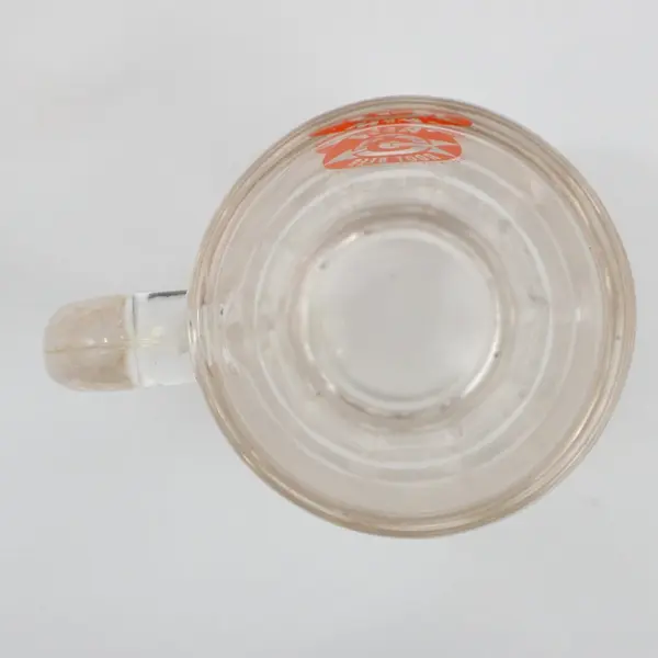 A&W Root Beer Child's Mini Mug Clear Glass Orange Bullseye Logo 3.25in