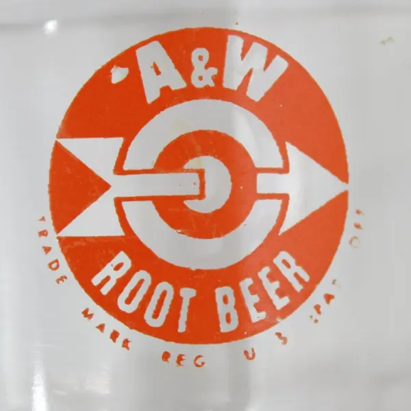 A&W Root Beer Child's Mini Mug Clear Glass Orange Bullseye Logo 3.25in