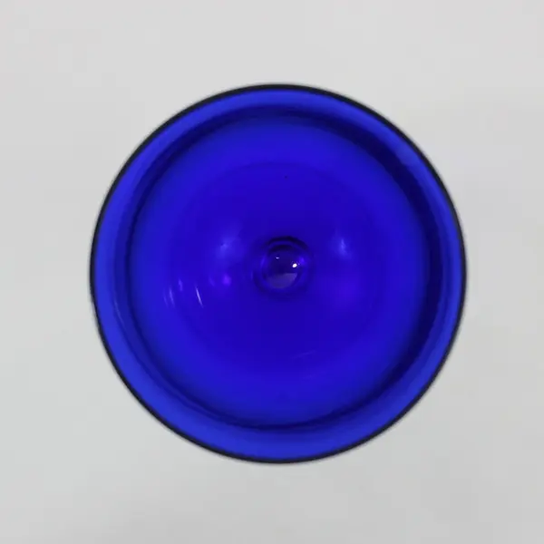  Cobalt Blue Wine Glass Clear Stem Ball Accent 7in 