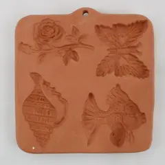 Cotton Press Terra Cotta Cookie Mold Rose Butterfly Fish Seashell