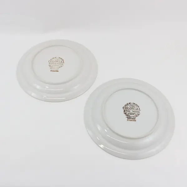 Set of 2 Colonial Stoneware Priscilla Dinner Plates Made in Japan Floral