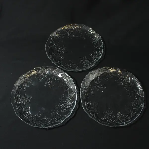 Set of 3 Cristal d'Arques-Durand Mallory Grape Vine Salad Plates 7.75" 