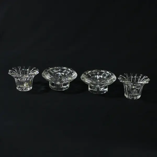 Lot of 4 Universal Glass Candle Holders Made in France 2 Patterns