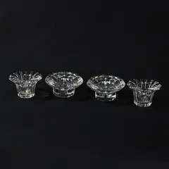 Lot of 4 Universal Glass Candle Holders Made in France 2 Patterns