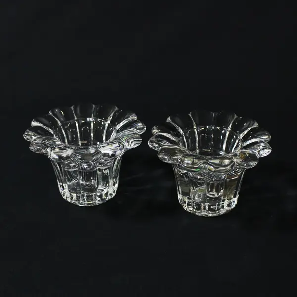 Lot of 4 Universal Glass Candle Holders Made in France 2 Patterns