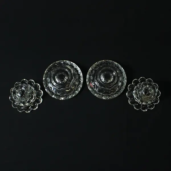 Lot of 4 Universal Glass Candle Holders Made in France 2 Patterns
