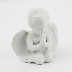 White Ceramic Praying Angel Cherub Figurine 4in
