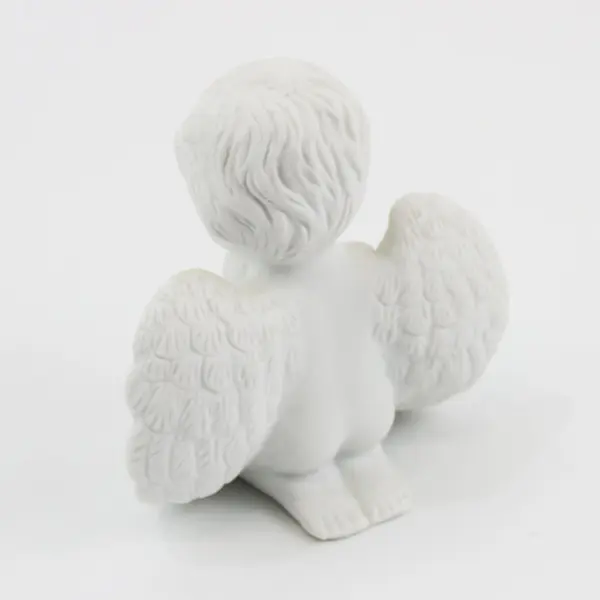 White Ceramic Praying Angel Cherub Figurine 4in