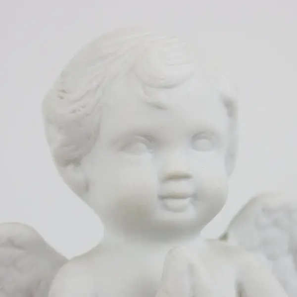 White Ceramic Praying Angel Cherub Figurine 4in