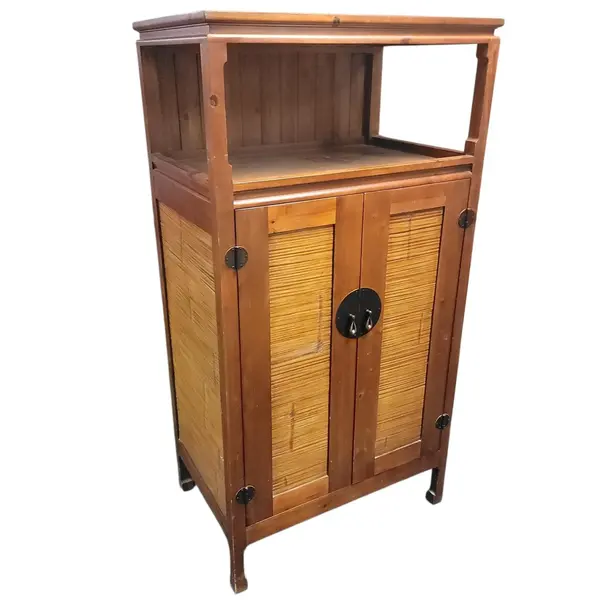 Vintage Asian Bamboo Reed Doors TV Media Cabinet - Local Pickup Only