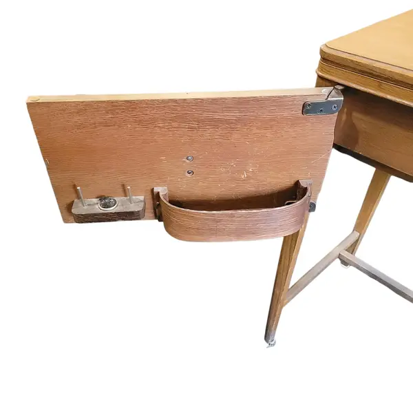Vtg Wood Sewing Machine Cabinet Table Folding Leaf Interior Shelf - Local Pickup