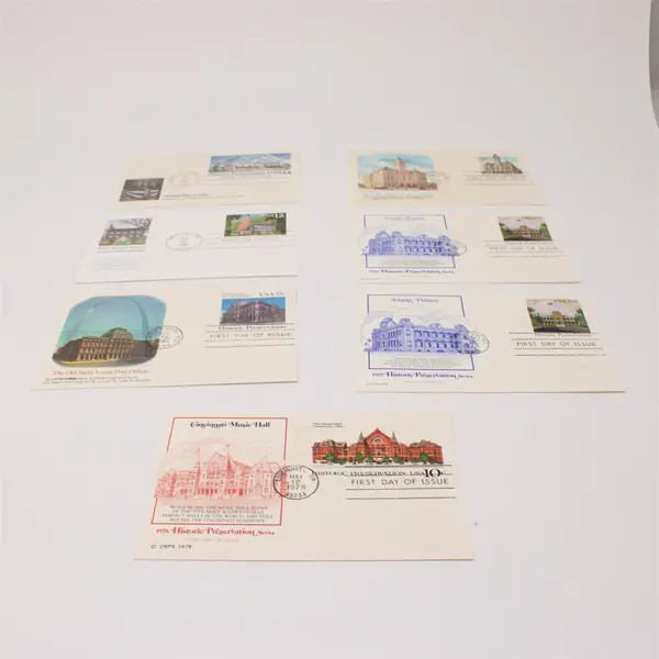 Lot of 7 Historic Preservation 1978-1990 Fleetwood FDC Postal Cards
