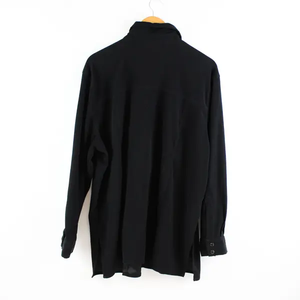 Denim & Co Women's Black Soft Texture Button Down Shirt 2X