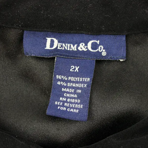 Denim & Co Women's Black Soft Texture Button Down Shirt 2X