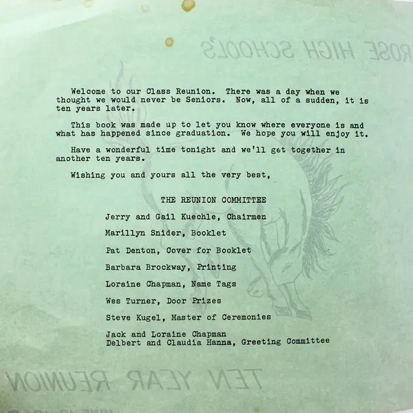 1965 Parkrose High School Portland OR Reunion Booklet 