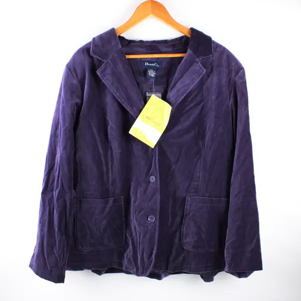 Denim & Co Women's Purple Velvet Blazer Size 2X NWT
