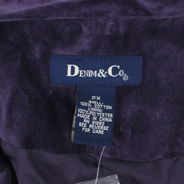 Denim & Co Women's Purple Velvet Blazer Size 2X NWT