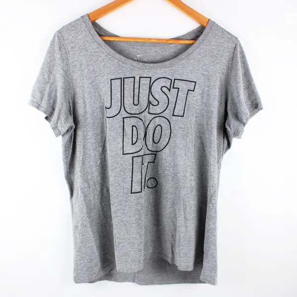 Nike Just Do It Women's Large Gray Graphic T-Shirt