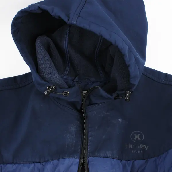 Hurley Men's Navy Blue Hooded Full-Zip Jacket Size Large