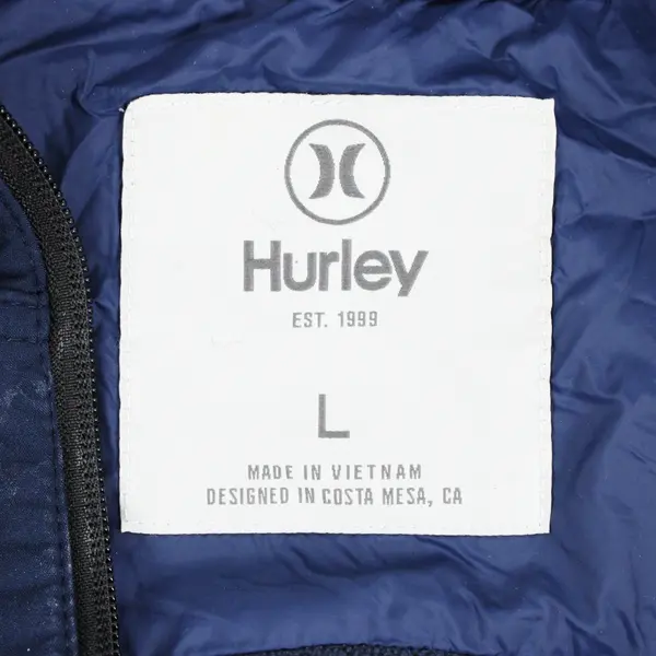 Hurley Men's Navy Blue Hooded Full-Zip Jacket Size Large