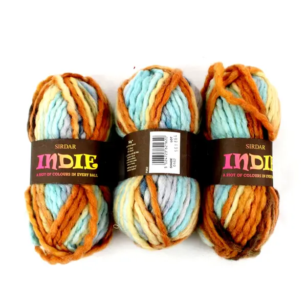 New Lot of 7 Sirdar Indie Multicolor Wool/Acrylic Yarn, 3 Shades