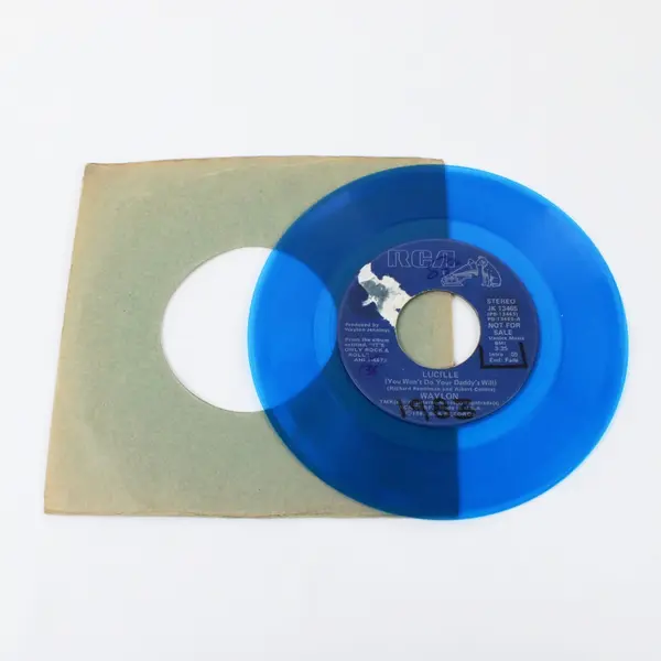 Waylon Jennings Lucille RCA PROMO NOT FOR SALE Blue Vinyl 7" Single JK 13465