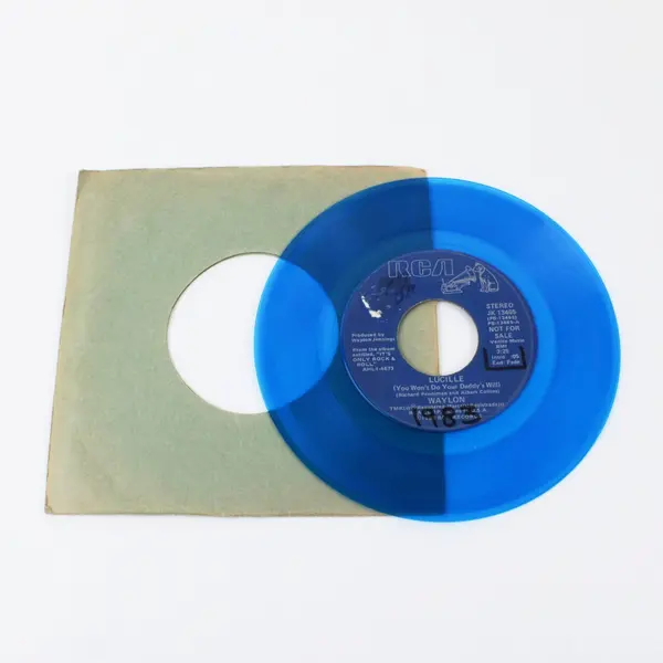 Waylon Jennings Lucille RCA PROMO NOT FOR SALE Blue Vinyl 7" Single JK 13465