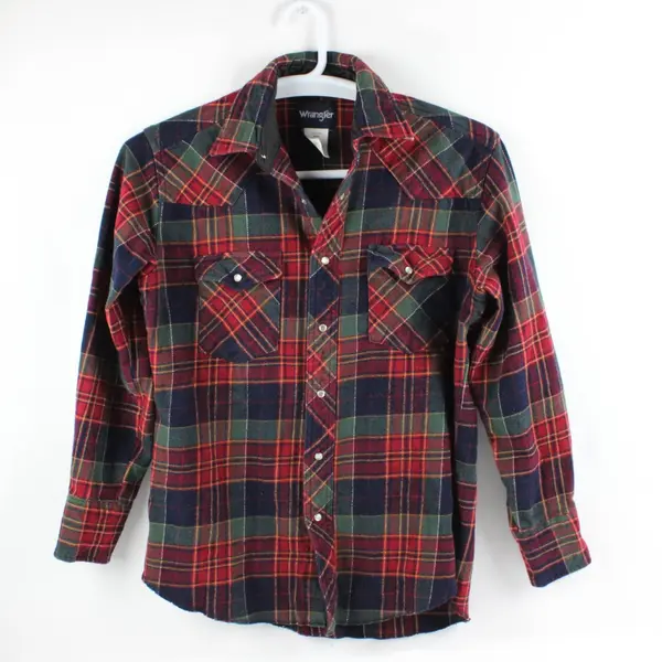 Wrangler 75273AA Men's Medium Multicolor Plaid Snap-Button Flannel Shirt