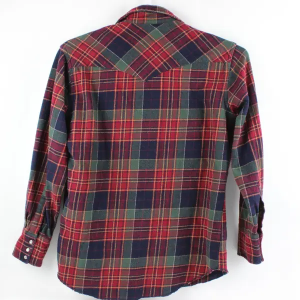Wrangler 75273AA Men's Medium Multicolor Plaid Snap-Button Flannel Shirt