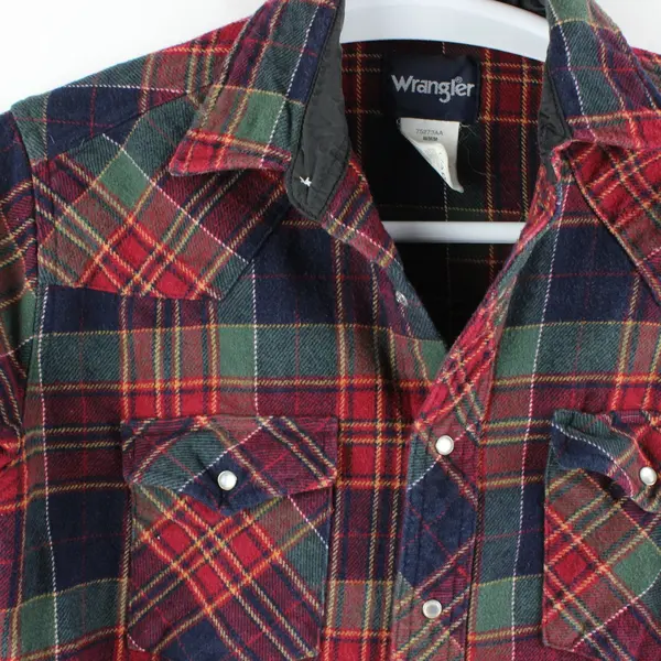 Wrangler 75273AA Men's Medium Multicolor Plaid Snap-Button Flannel Shirt