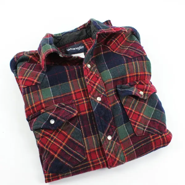 Wrangler 75273AA Men's Medium Multicolor Plaid Snap-Button Flannel Shirt