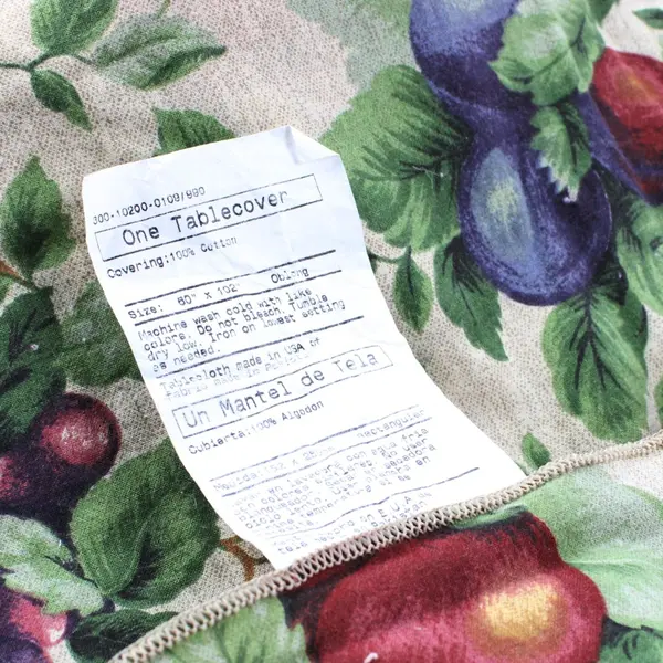 100% Cotton Fruit & Leaves Print Oblong Tablecloth 60 x 102 Inch