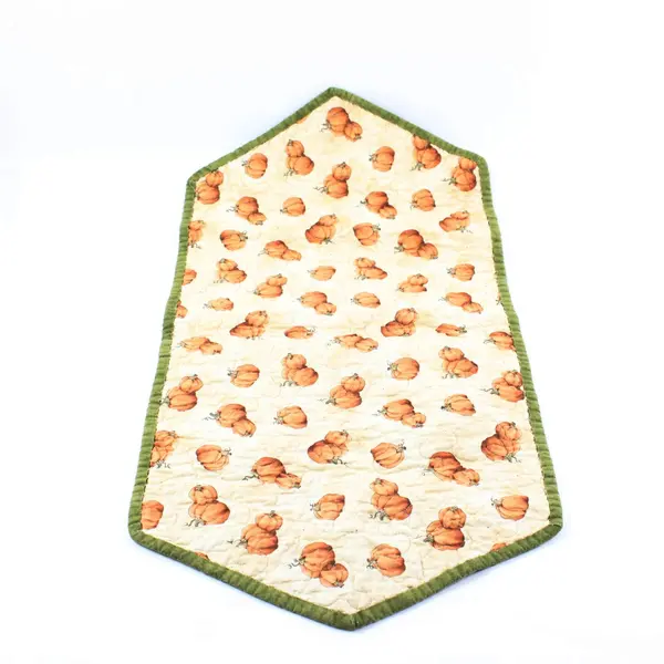 Handmade Quilted Cotton Fall Pumpkin Table Runner 13 x 29 In