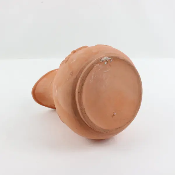 Stoneware Grape Pitcher Terracotta Orange Embossed Glazed