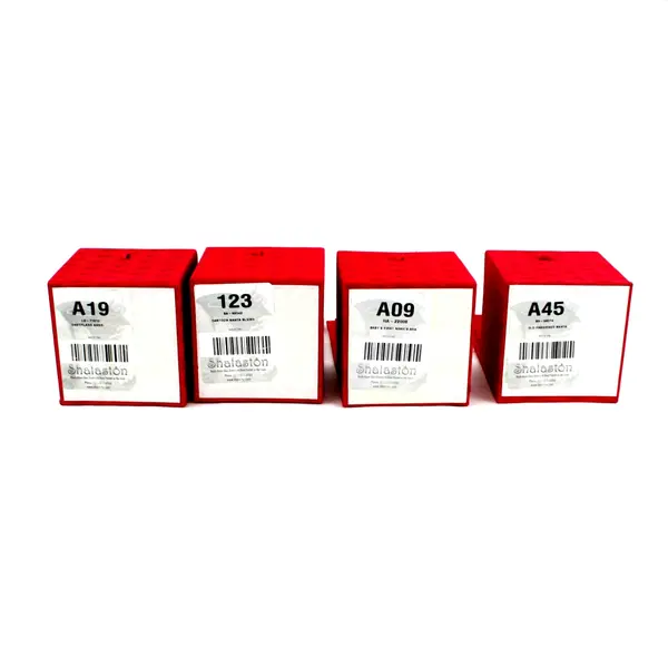 Set of 4 Shalaston Empty Red Silk Glass Ornament Boxes 3.5 Inch