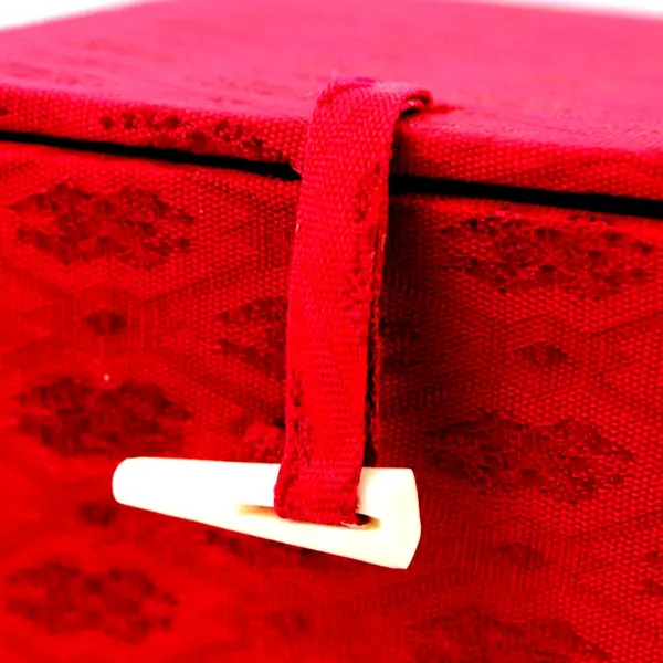 Set of 4 Shalaston Empty Red Silk Glass Ornament Boxes 3.5 Inch